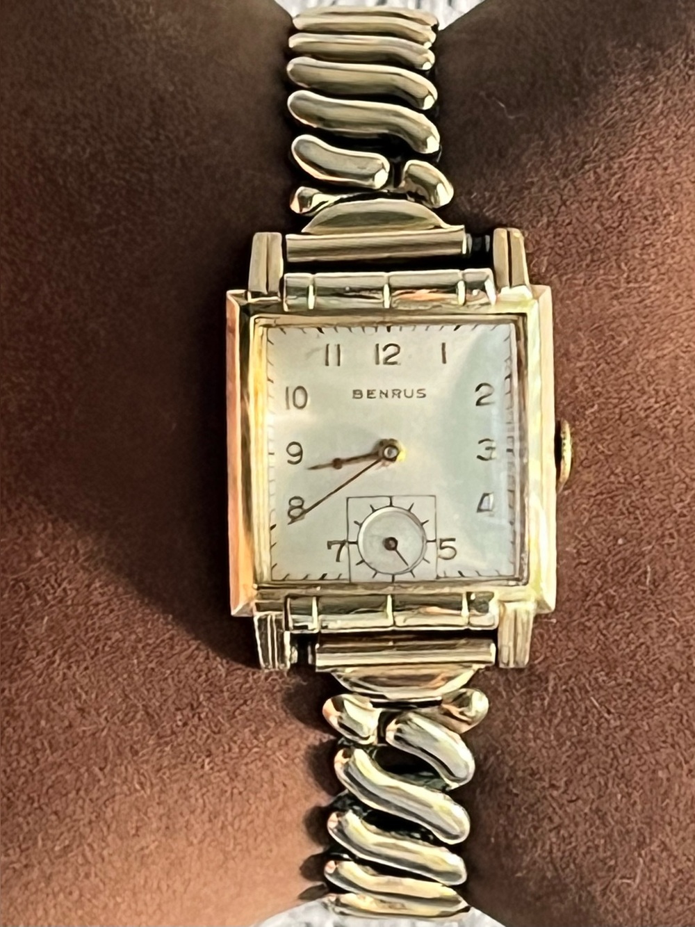 Benrus Art Deco Rectangular Mechanical Wristwatch Swiss Made
